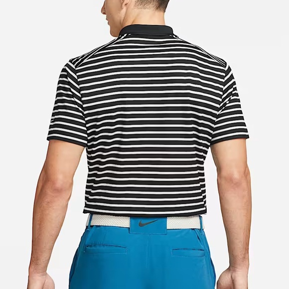 Nike Dri-FIT Victory Men's Striped Golf Polo Black White Stripe Size Medium - Picture 3 of 11